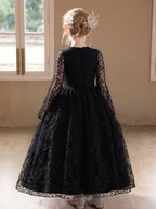 7773 European Style Kids Party Dress Summer Luxury Girls Pageant Dresses Lovely Formal Birthday Party Lace Decoration