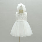 9608 Baby Girl Baptism Dress 3-24 Months White Lace Sleeveless Christening Dress Wedding Party Outfit