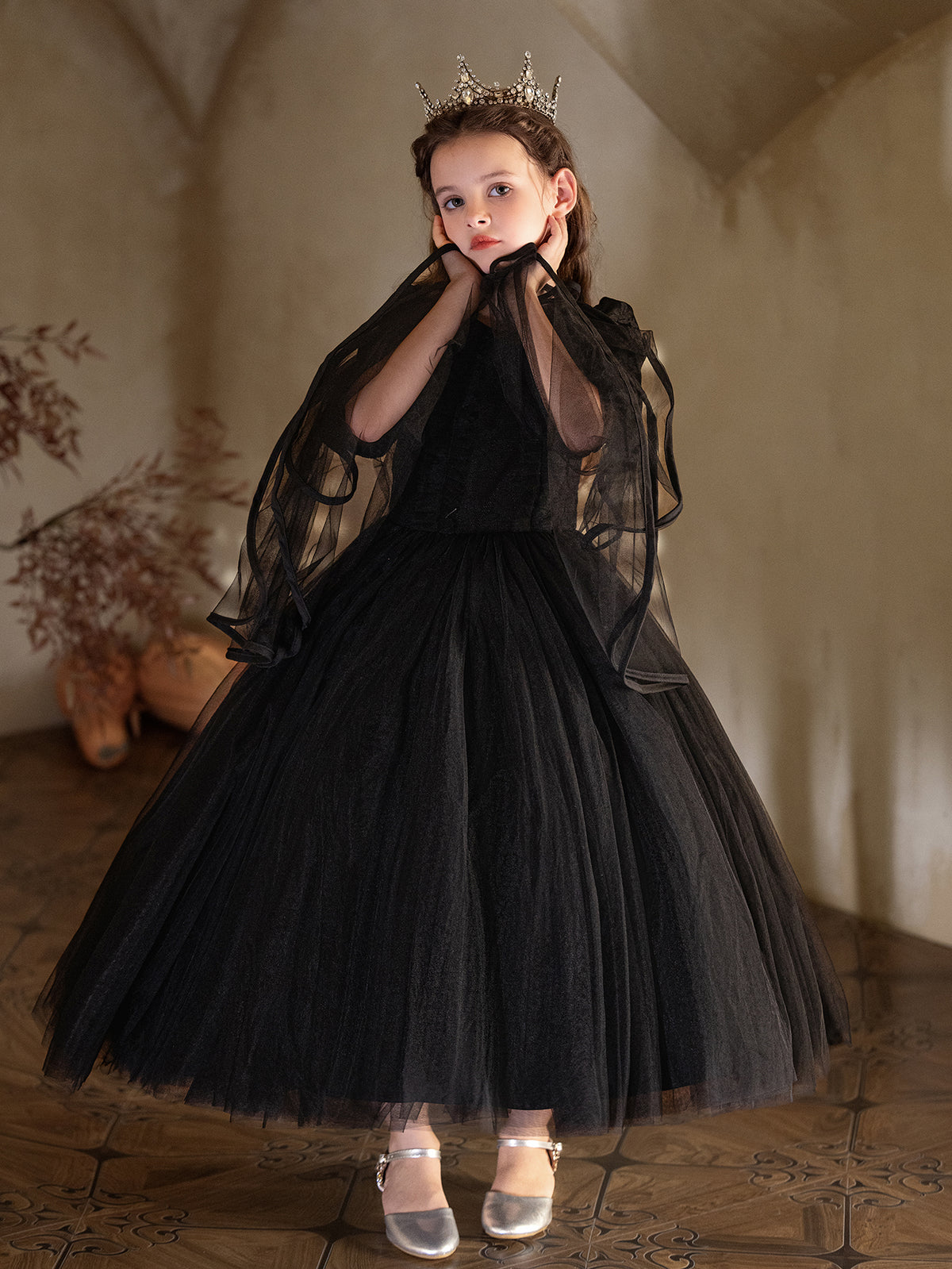 5201 Halloween Costume Children Clothes Girl Cosplay Party Black Dress Performance Costumes