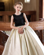 5215 Princess Dress for Girl Long Kids Frock Satin Clothes Bow Backless Birthday Party Pageant Elegant Girls Dresses