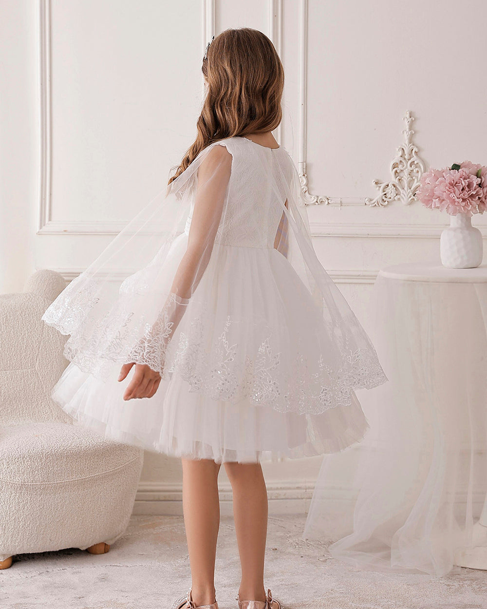 5110 Children's Dress Party Kids Wear Embroidery Lace Wedding 3 to 10 Years Birthday Girls Flower Dresses