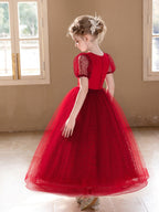 7725 Princess Wedding Dress Embroidery High Quality Bridesmaid Satin Style for Fashion Kids Clothes Wholesale