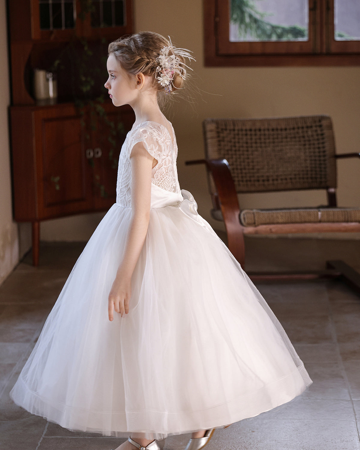 6262 Flower Lace Kid Dress Girls Wedding Evening Costume Girls Clothes Princess Party Pageant Dresses Girls