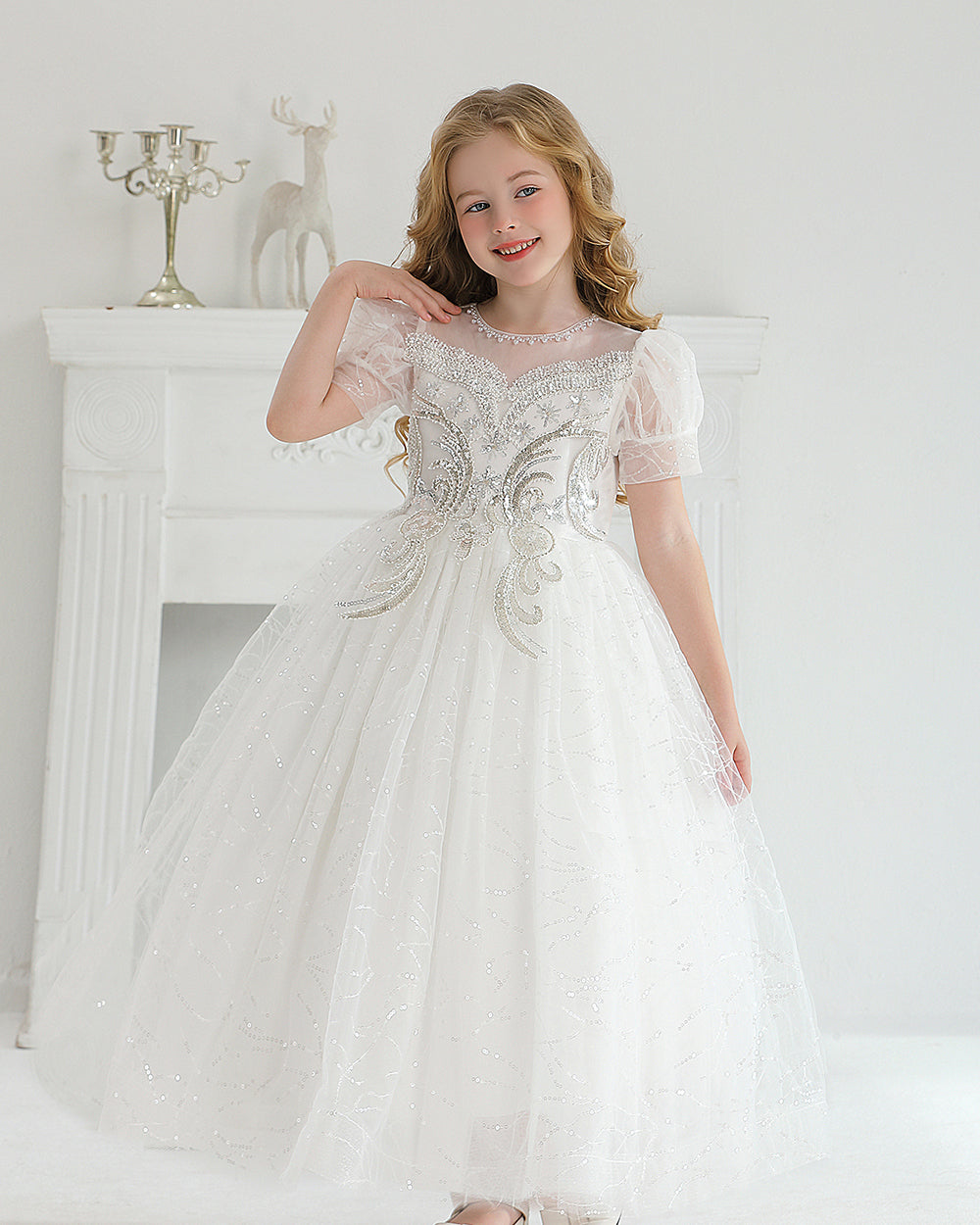 5132 Princess Dress for Girls Summer Wedding Dresses Floral Birthday Parties Special Occasions Kids Wear Wholesale