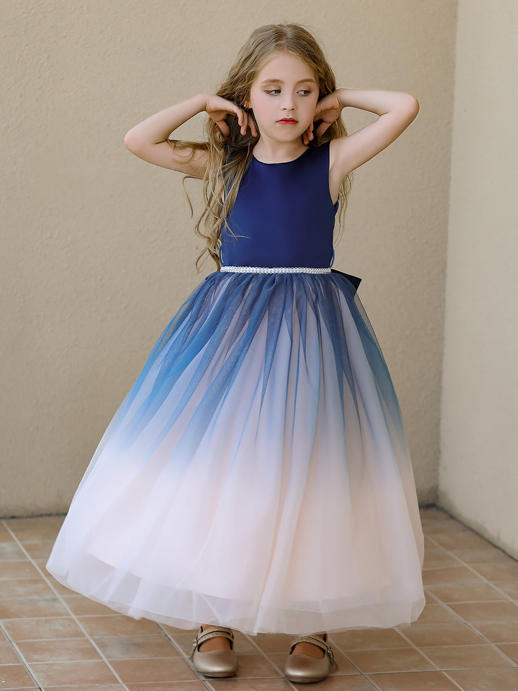 7809 Kids Dresses for Girls Gown Fluffy Mesh Layered Modeling Kid Evening Party Dresses Princess for 3-13 Years