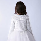 8546 Flower Girls Bolero Shrug Accessories Princess Cape Party Wedding Dress up White Girls Princess Faux Fur Wraps Shawl