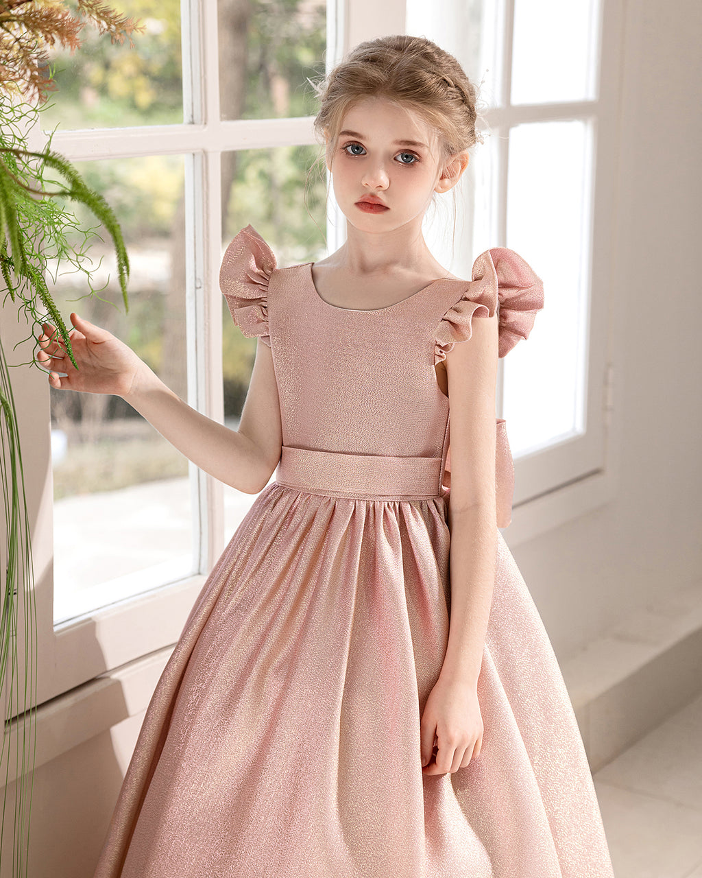 5156 High Quality Party Kids Dresses for Girls Formal Style Princess Fashion Backless Dress  Teenage Girls Clothing