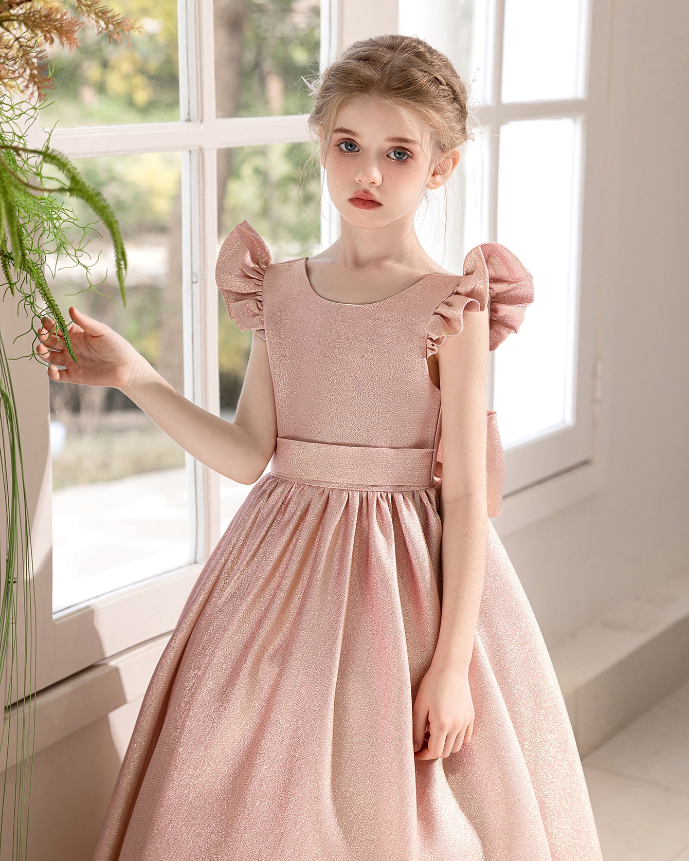 5156 High Quality Party Kids Dresses for Girls Formal Style Princess Fashion Backless Dress  Teenage Girls Clothing