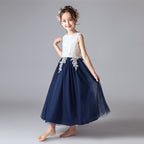 8553 Flower Girl Dresses for 7 Year Olds Navy Blue Flower Girl Dresses Full-Length Ball Gown Flower Girl Dress