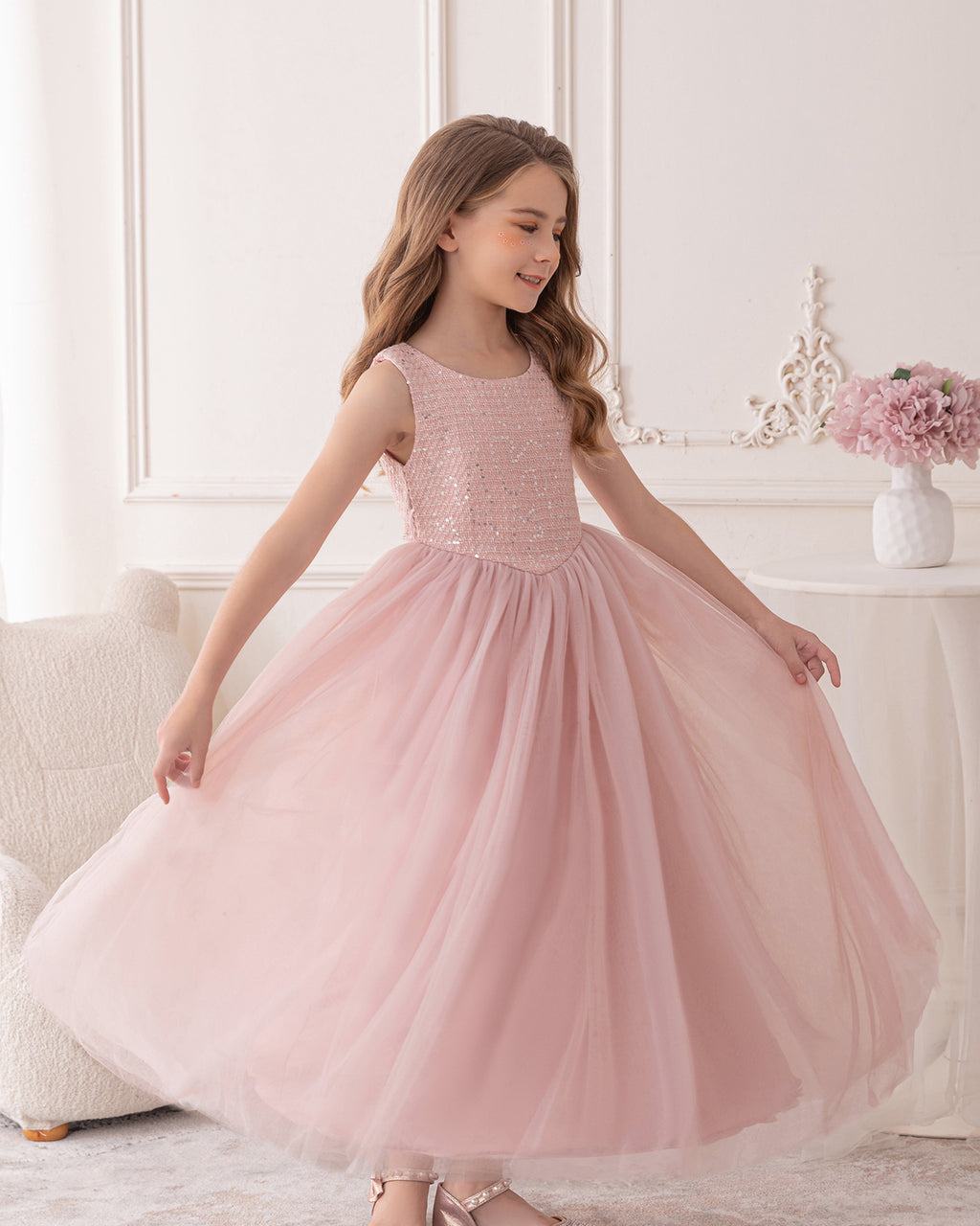 5098 Dresses for Girls Pageant Wedding Birthday Party pink Children Clothes Princess Flower Girls' Dresses