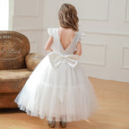 5053 White Princess Dress for Girls Cute Kids Wear Wholesale Gown Wedding Dresses Party Summer