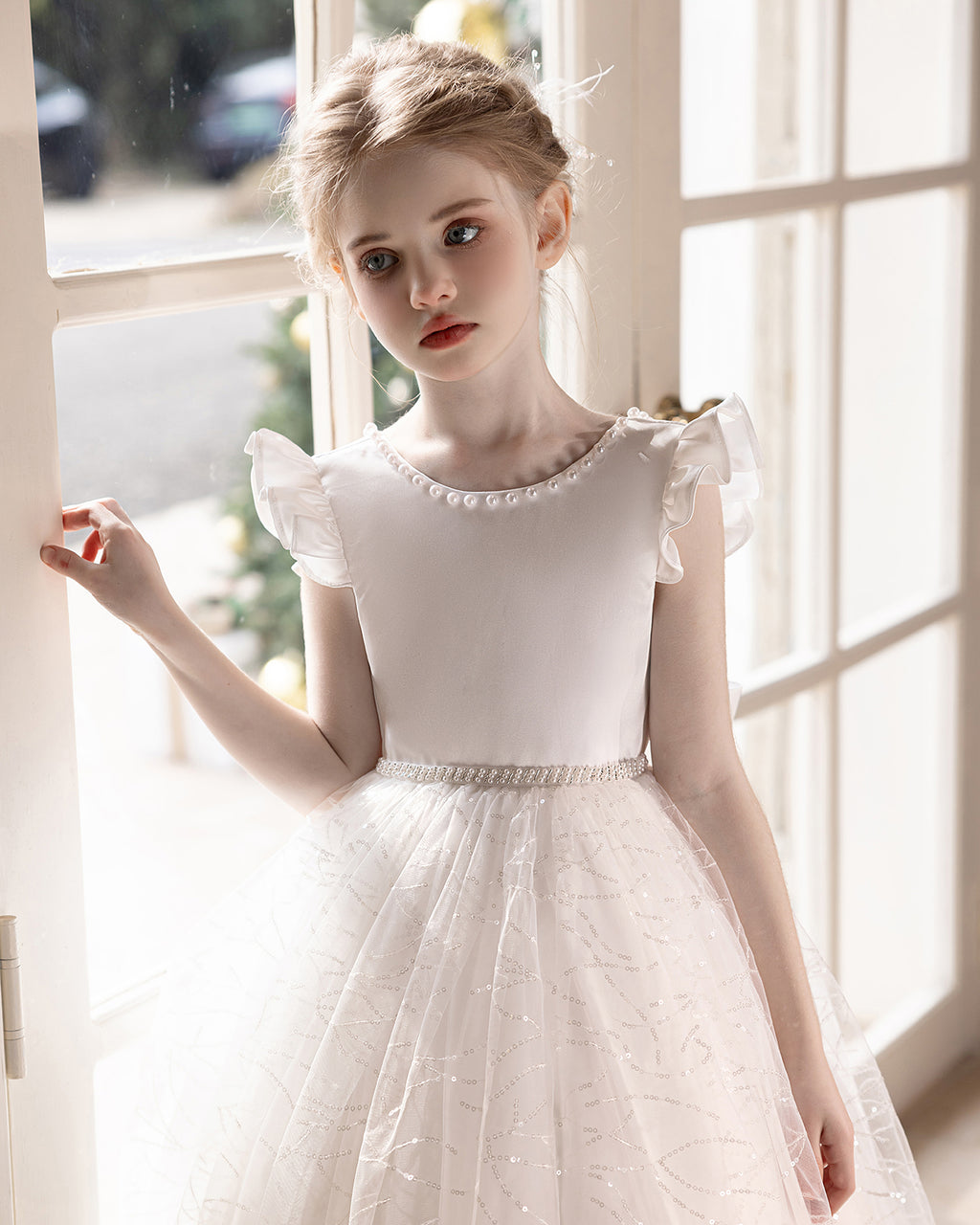 5139 Elegant Girl Fluffy Kids Dress for Girls Wedding Ceremony Costume Birthday Outfits White Princess Party Flower Girl Dresses