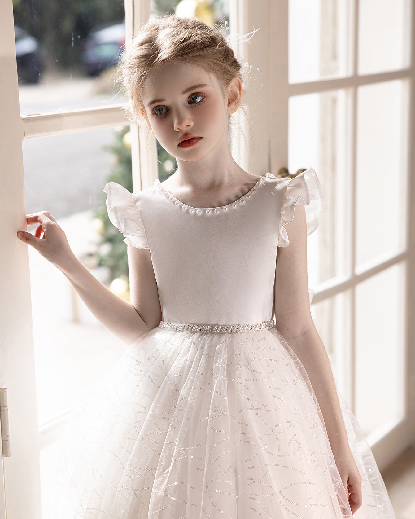 5139 Elegant Girl Fluffy Kids Dress for Girls Wedding Ceremony Costume Birthday Outfits White Princess Party Flower Girl Dresses