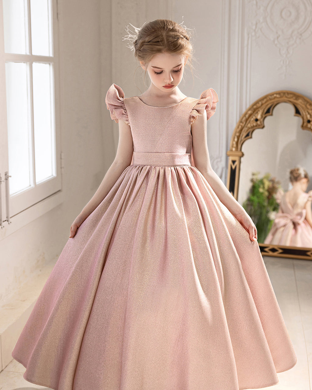 5156 High Quality Party Kids Dresses for Girls Formal Style Princess Fashion Backless Dress  Teenage Girls Clothing