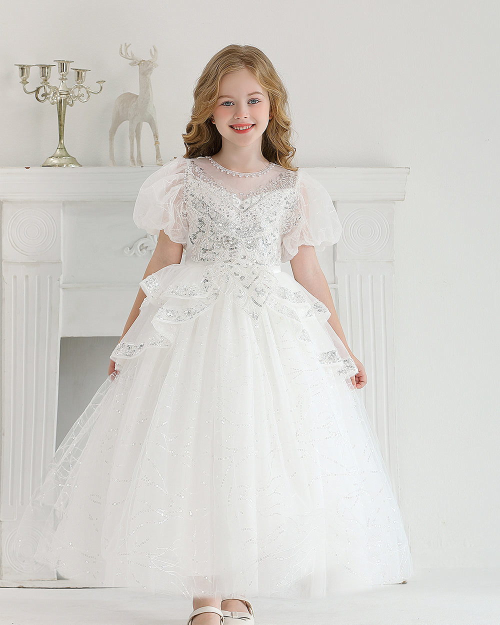 5133 Wedding Dresses Princess Sequin Lace Gown Flower Girls Dress up Birthday Christmas Luxury Kids Clothes