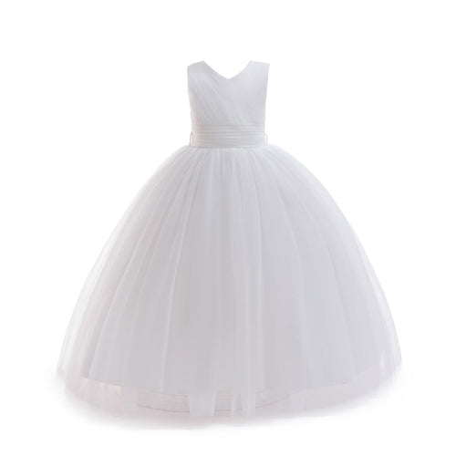 5091 Wholesale White Princess First Holy Communion Flower Girl Wedding Year 11 Graduation Dresses for 7-10 Years Old Kids Girls