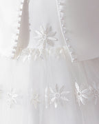 6008 White Wedding Dresses Dress Set, Lace Gauze Skirt Short Sleeved Girls Summer Dress