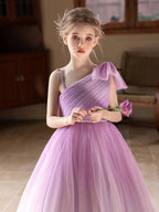 5153 Kids Party Dress Wholesale Tulle Flower Girls Dress purple Ball Gown for Birthday Bridesmaid Wedding Pageant Guangzhou Factory