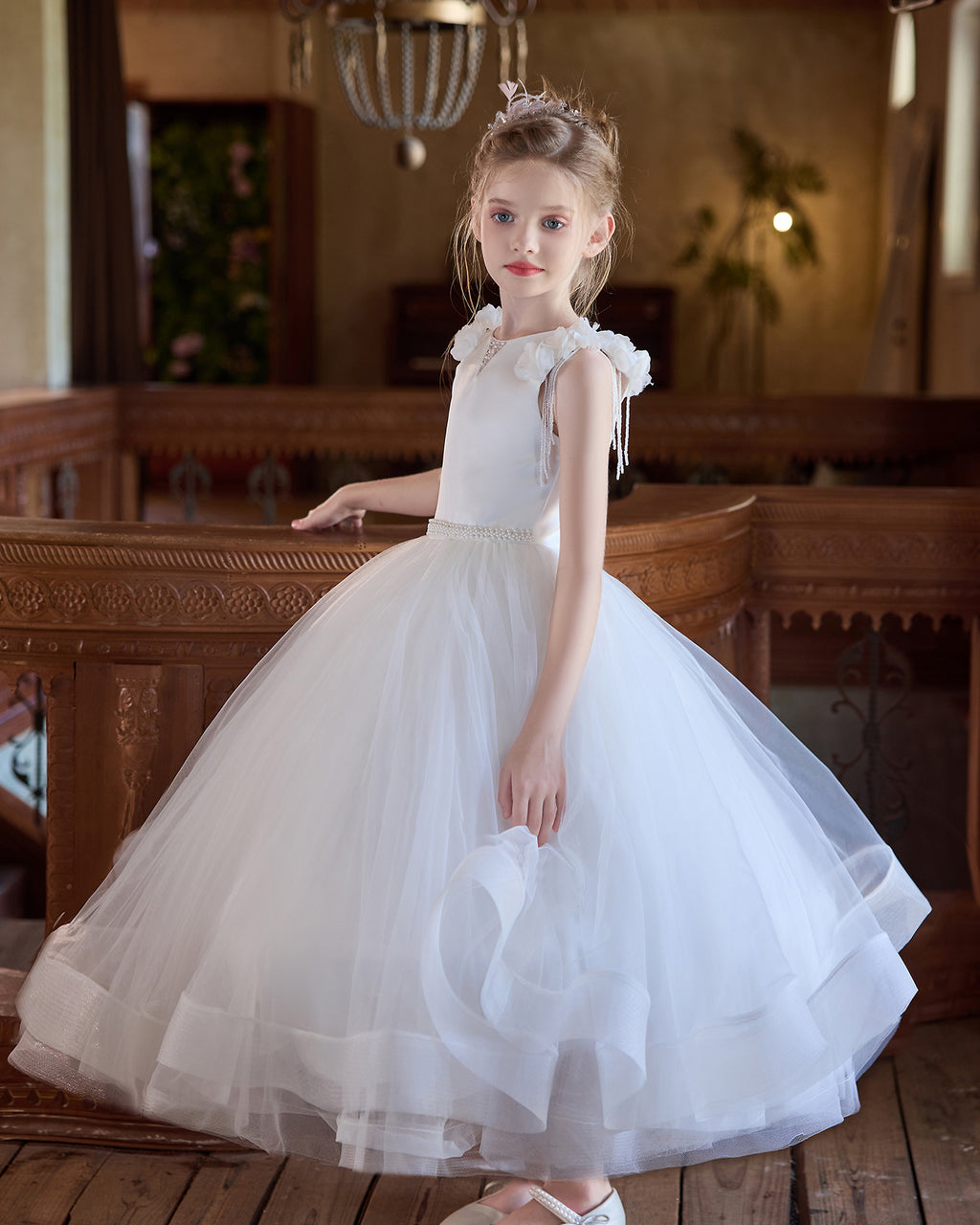 5257 Flower Girl Dresses Wedding Kids Elegant Girls' Dress Pageant Puffy Princess Party Children's Clothing