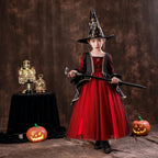 7771 Costume Kids Beautiful Birthday Party Girls New Design Fancy Princess Girl Halloween Dress Elegant Festival Luxury Witch