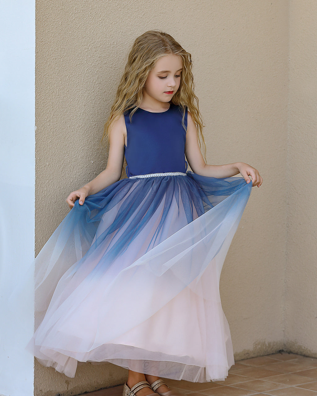 7809 Kids Dresses for Girls Gown Fluffy Mesh Layered Modeling Kid Evening Party Dresses Princess for 3-13 Years