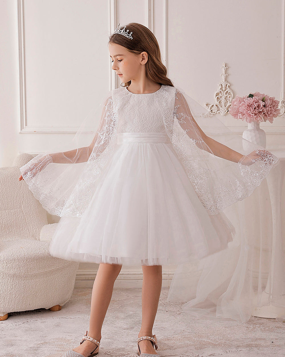 5110 Children's Dress Party Kids Wear Embroidery Lace Wedding 3 to 10 Years Birthday Girls Flower Dresses