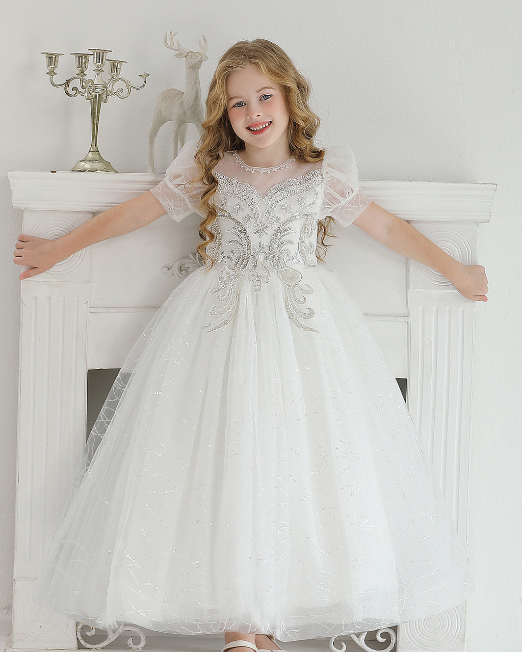 5132 Princess Dress for Girls Summer Wedding Dresses Floral Birthday Parties Special Occasions Kids Wear Wholesale