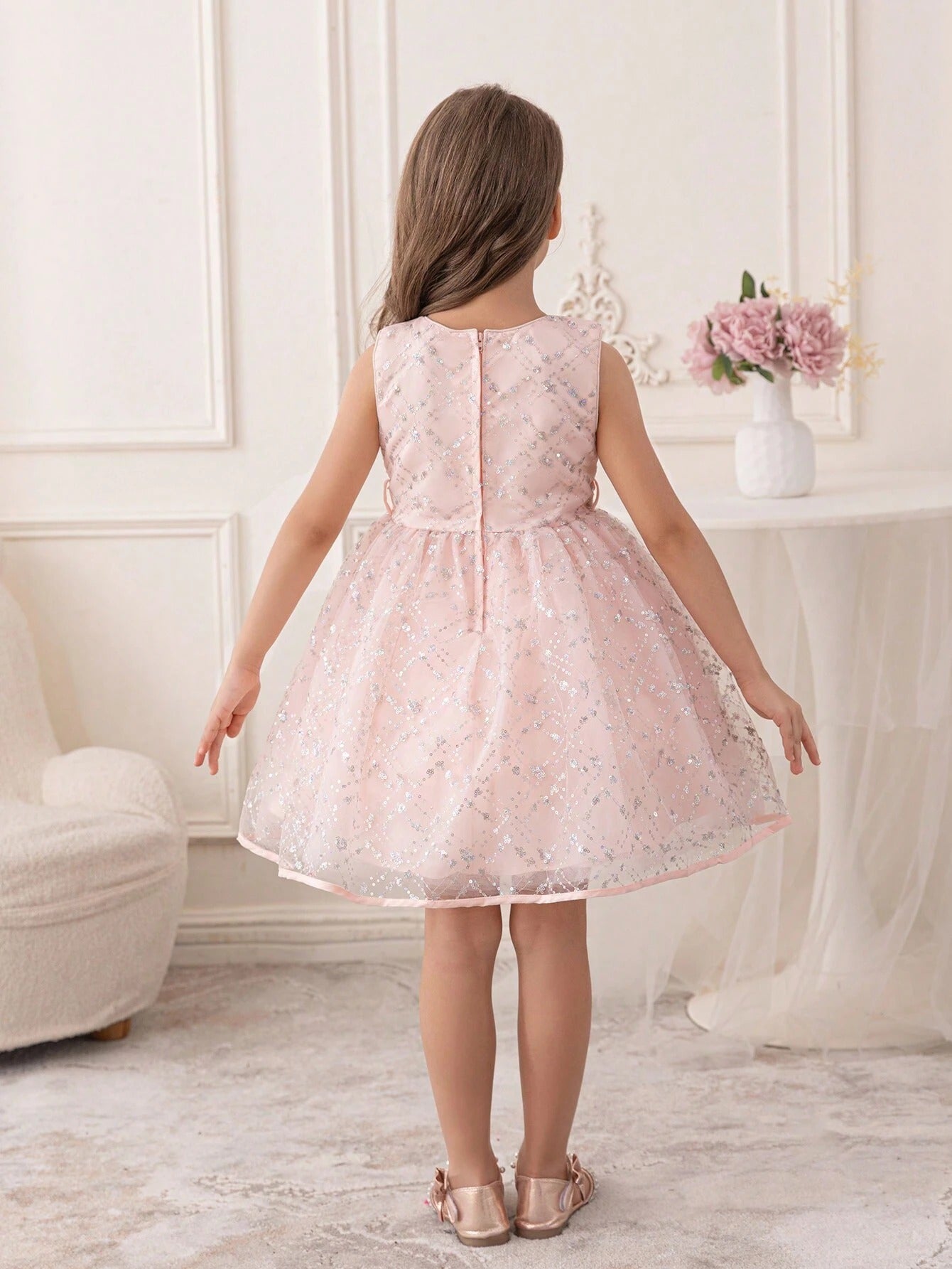 5093 Wholesale Embroidered Lace Princess Pageant Ball Gown Wedding Party Flower Girl Dress for Little Girls 5-11Y