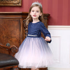 9953 Top Quality Baby Girls Party Frock Kids 6 Year Old Wear Clothes Lace Long Sleeve Maxi Dress