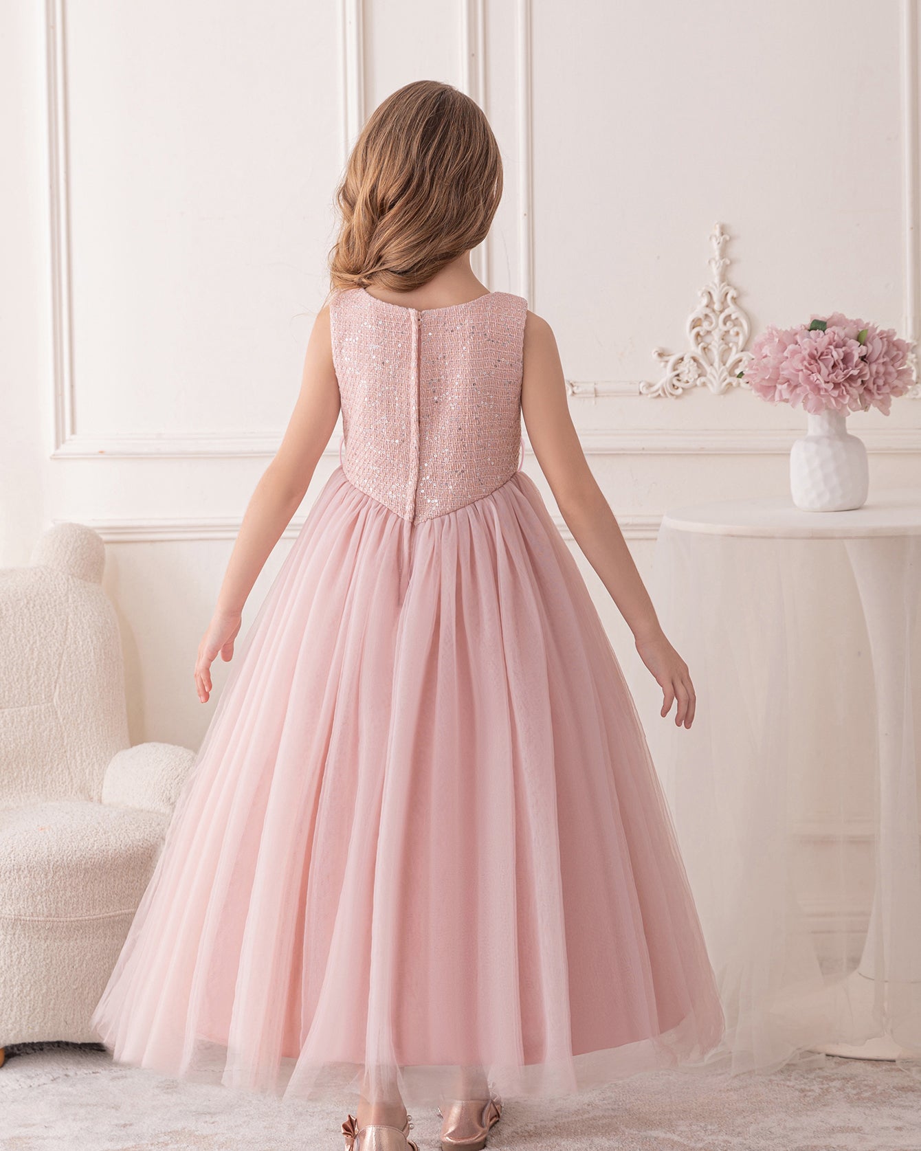 5098 Dresses for Girls Pageant Wedding Birthday Party pink Children Clothes Princess Flower Girls' Dresses