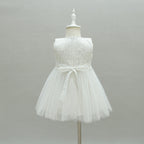 9608 Baby Girl Baptism Dress 3-24 Months White Lace Sleeveless Christening Dress Wedding Party Outfit