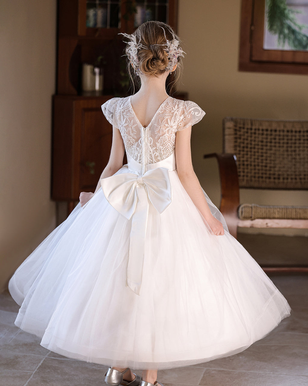 6262 Flower Lace Kid Dress Girls Wedding Evening Costume Girls Clothes Princess Party Pageant Dresses Girls
