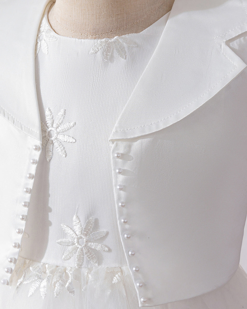 6008 White Wedding Dresses Dress Set, Lace Gauze Skirt Short Sleeved Girls Summer Dress