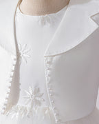 6008 White Wedding Dresses Dress Set, Lace Gauze Skirt Short Sleeved Girls Summer Dress