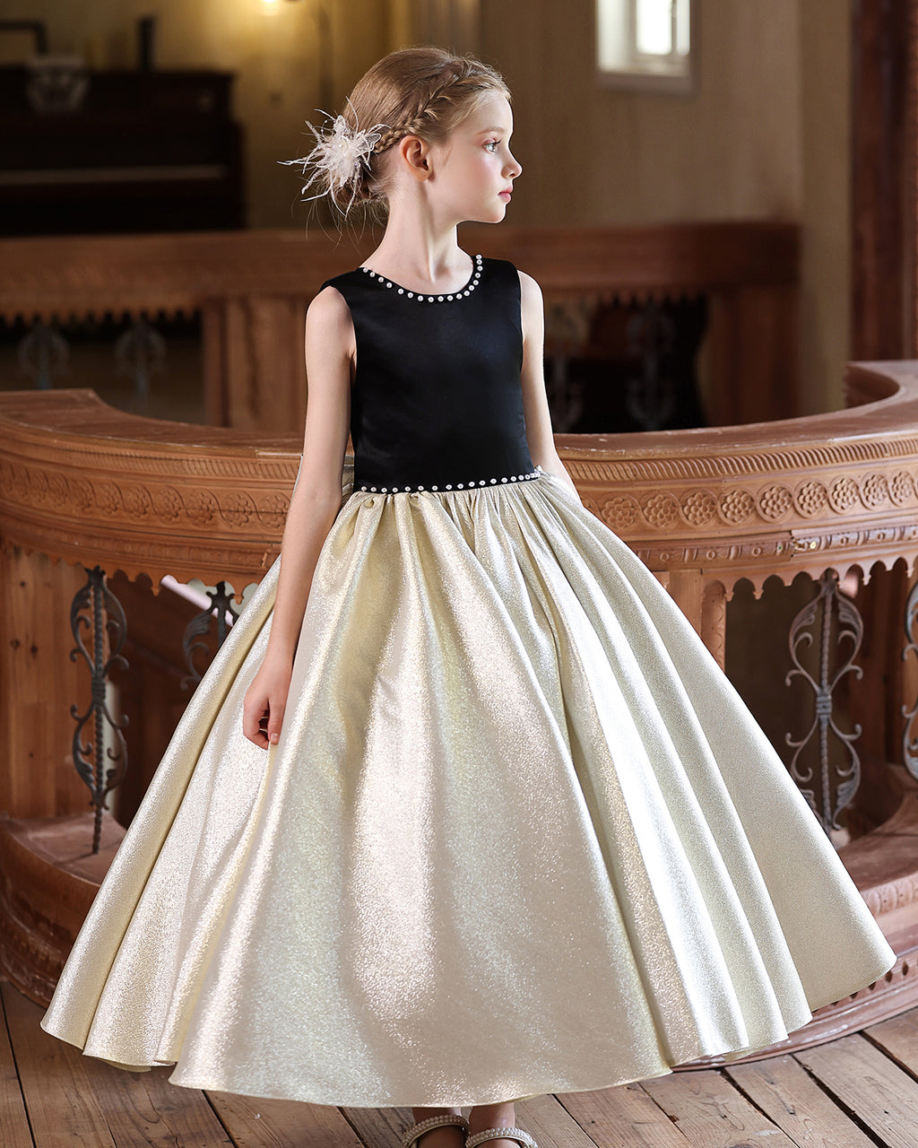 5215 Princess Dress for Girl Long Kids Frock Satin Clothes Bow Backless Birthday Party Pageant Elegant Girls Dresses