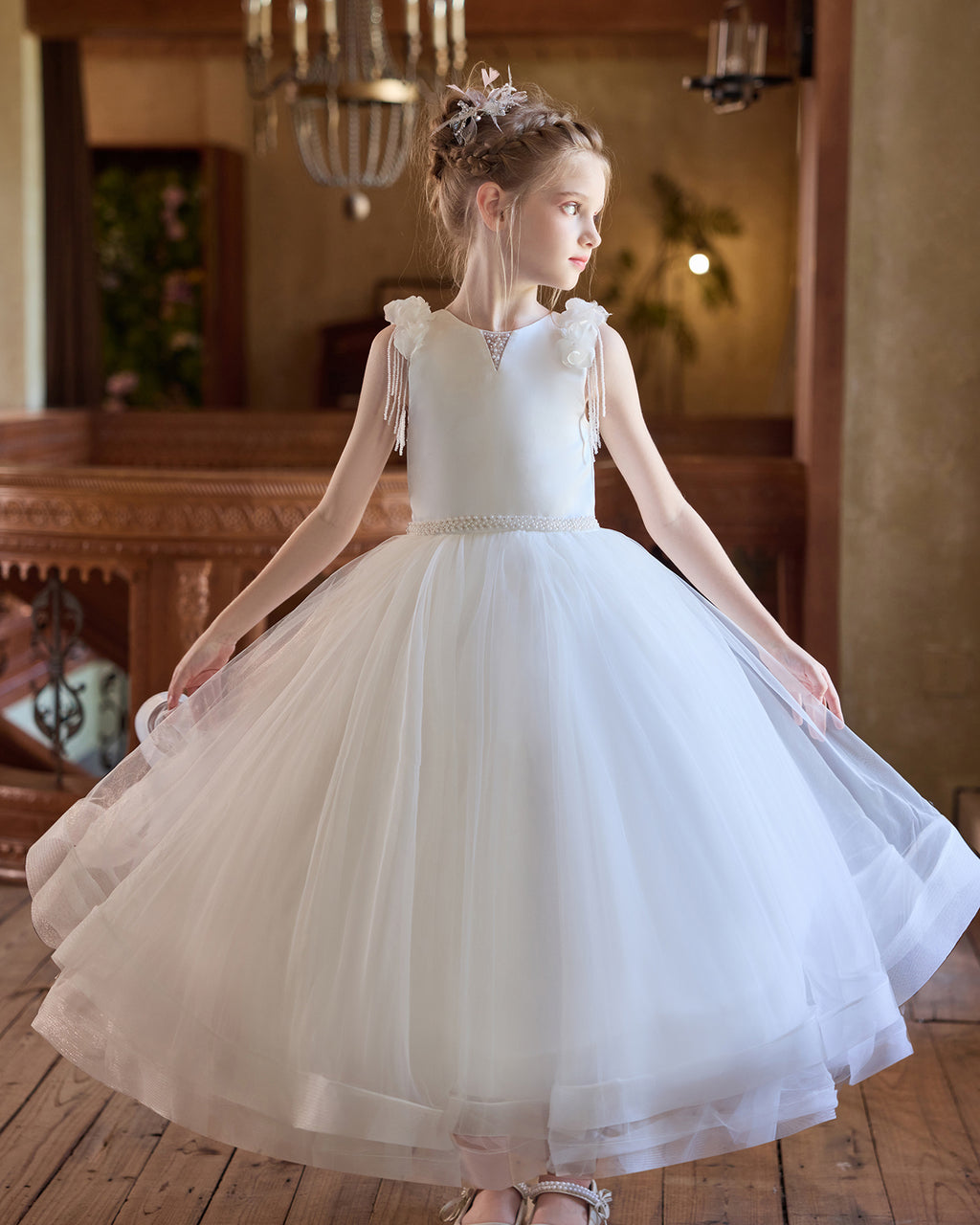 5257 Flower Girl Dresses Wedding Kids Elegant Girls' Dress Pageant Puffy Princess Party Children's Clothing