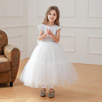 5053 White Princess Dress for Girls Cute Kids Wear Wholesale Gown Wedding Dresses Party Summer