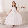 5087 High Quality Summer Dress Princess Gown White Bow Pageant Flower Wedding Gown Girls Dresses