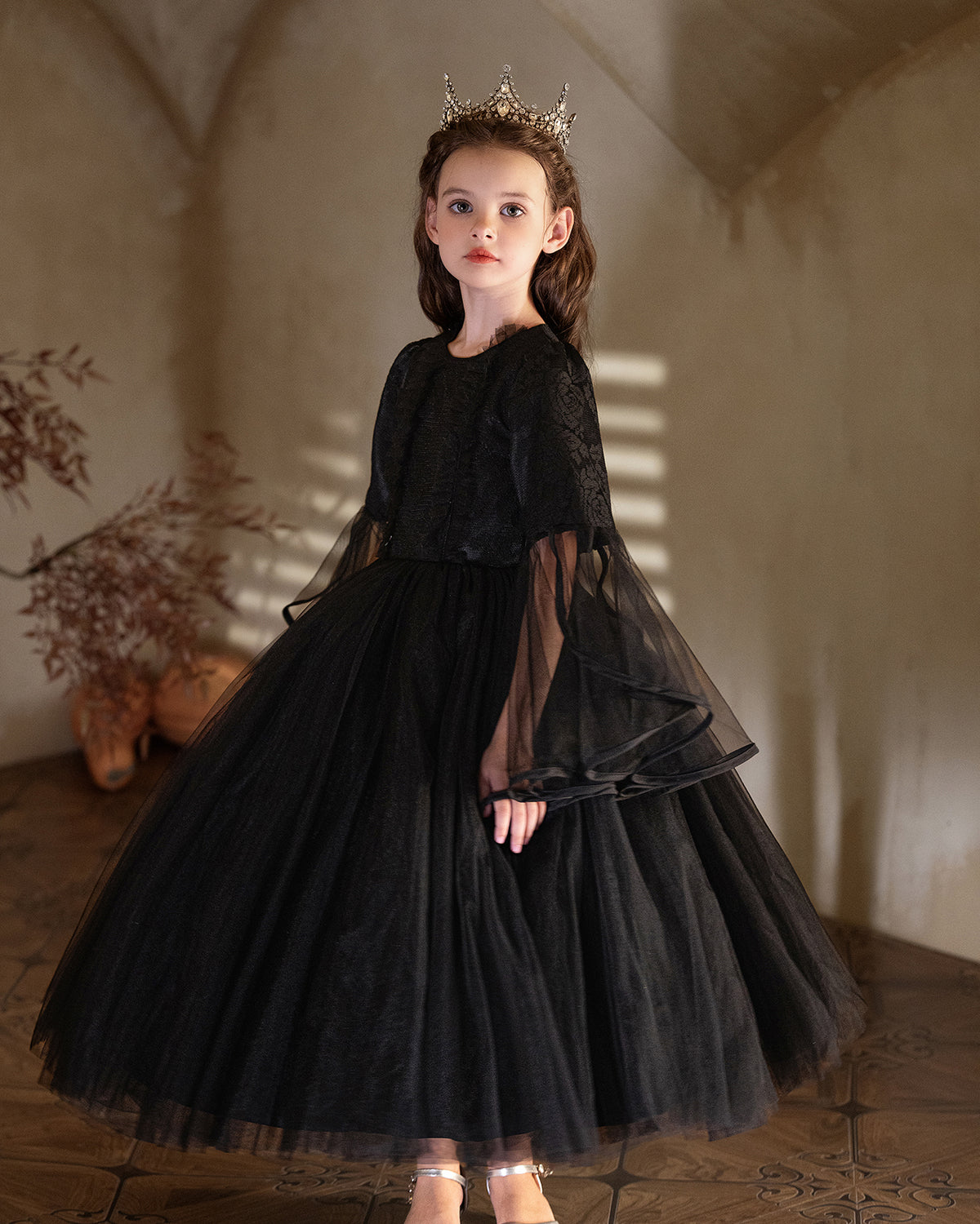5201 Halloween Costume Children Clothes Girl Cosplay Party Black Dress Performance Costumes