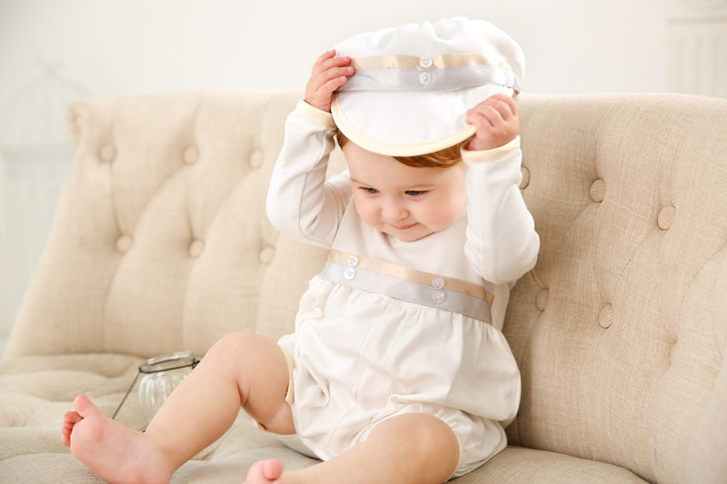 7592 White Infant Baby Knit Jumper Christening Boy Girl Baby Clothes Baptism With Hat