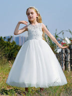 7789 Wholesale White First Holy Communion Dress Lace Custom Tutu Muslim Flower Girl Dress 8-9Y With Real Pictures Cheap Dresses