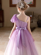 5153 Kids Party Dress Wholesale Tulle Flower Girls Dress purple Ball Gown for Birthday Bridesmaid Wedding Pageant Guangzhou Factory