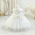 5296 Wholesale Baby Girls White Pearl Tulle Dress 1-4 Years Flower Girl Wedding Baptism Party Gown OEM Kids Clothing Supplier Wear
