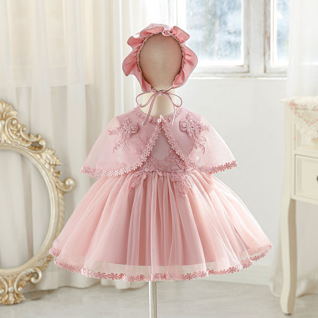 6116 New Design 3Pcs Baby Girl Frock 0-9 Months Party Dress 1Y Black First Birthday Party Prom Gown Toddler Pageant Dress With Hat