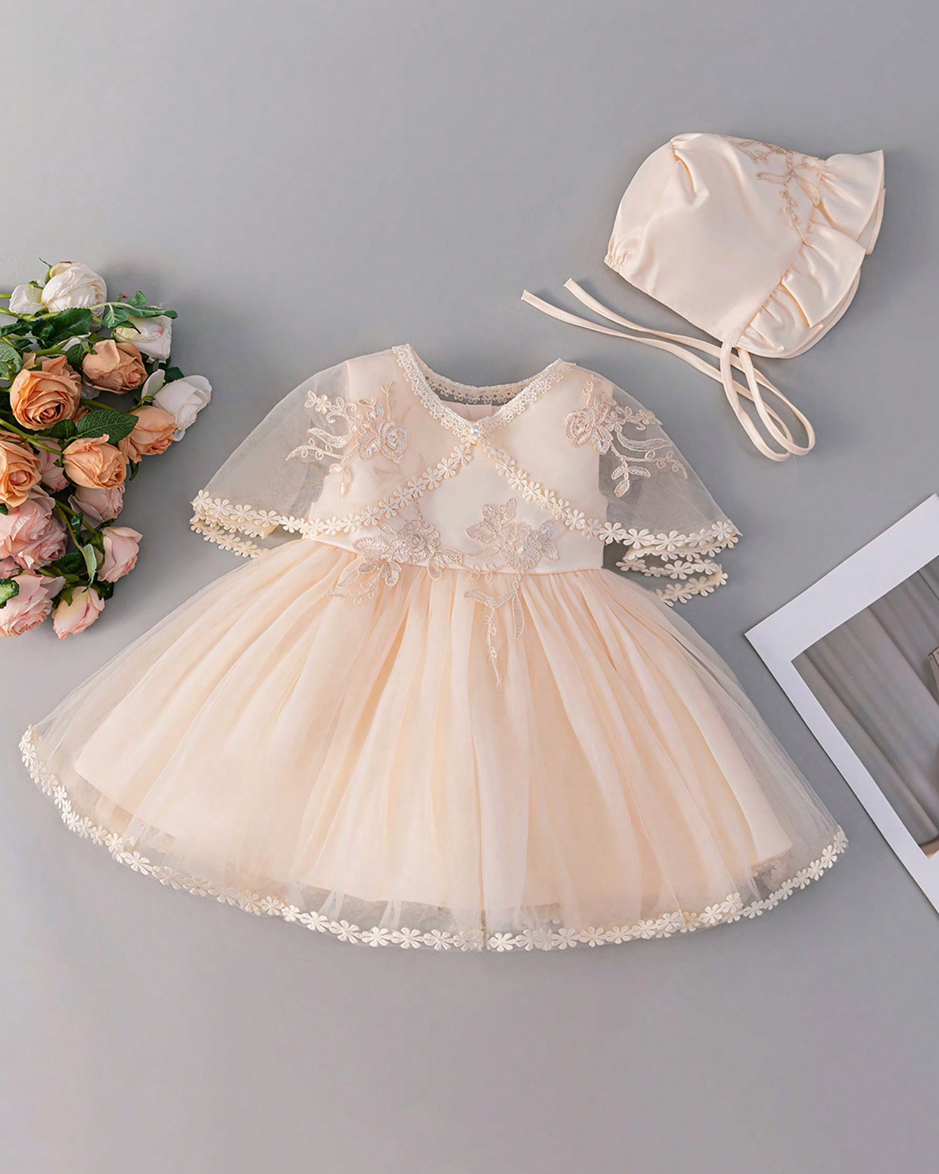 6116 New Design 3Pcs Baby Girl Frock 0-9 Months Party Dress 1Y Black First Birthday Party Prom Gown Toddler Pageant Dress With Hat