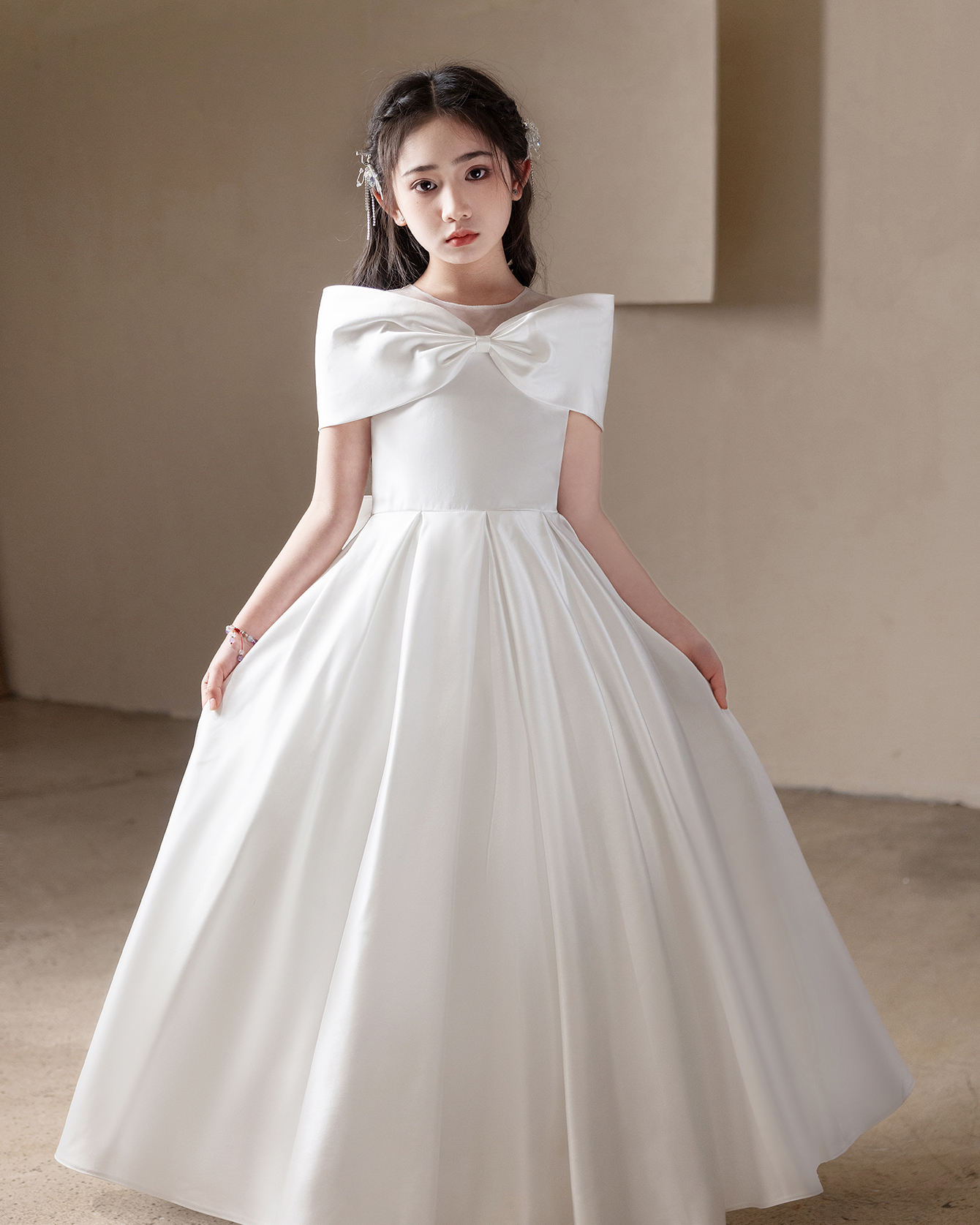 5167 Formal Flower Girl Wedding Dresses Summer Girl Long-style Performance Host Luxury Young Girl Clothes Birthday Party Dress