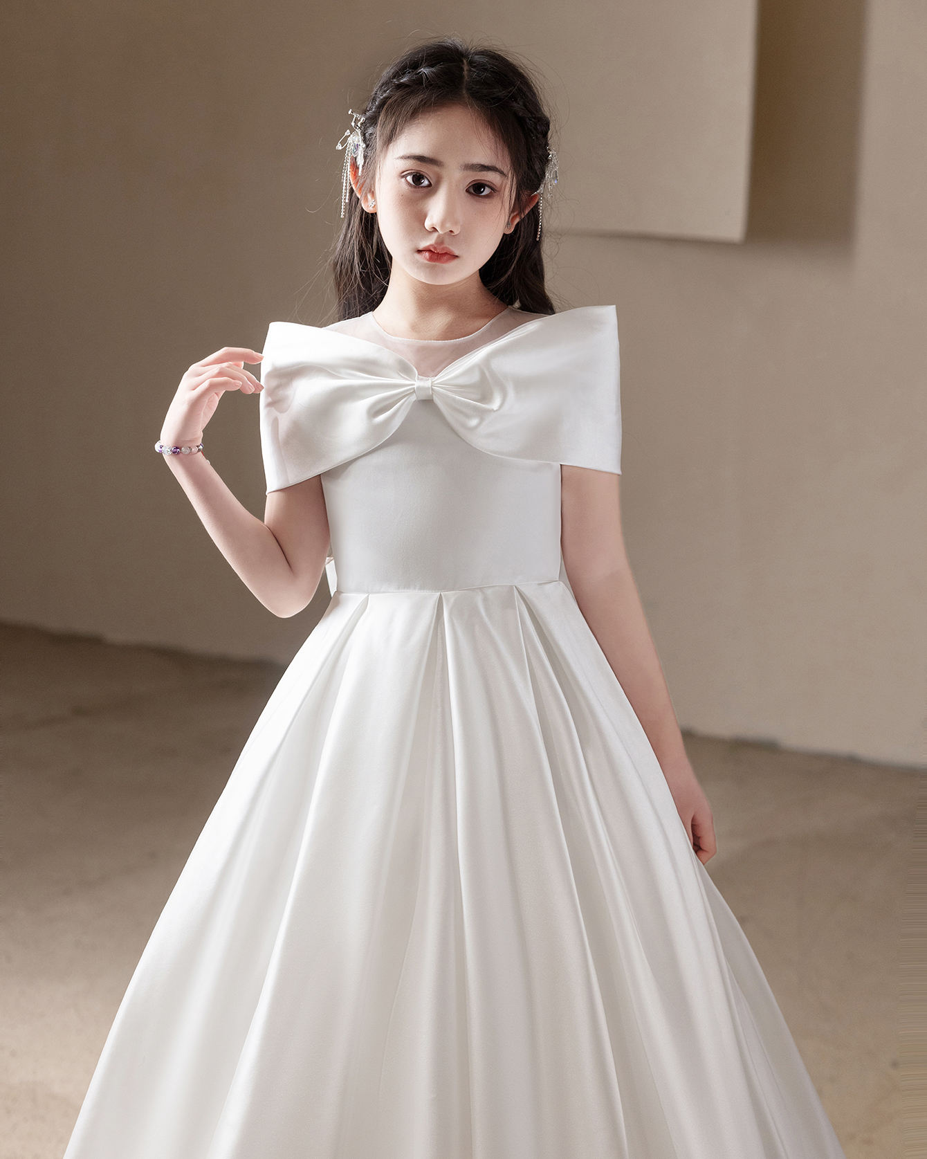 5167 Formal Flower Girl Wedding Dresses Summer Girl Long-style Performance Host Luxury Young Girl Clothes Birthday Party Dress