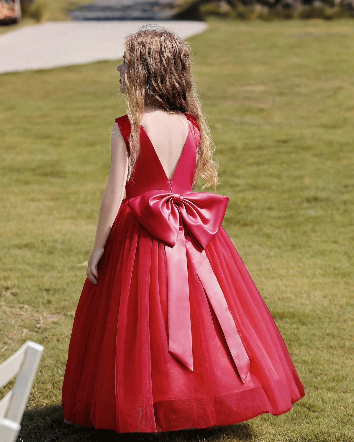 7790 Flower Girls Tulle Dresses for Formal Wedding Party Luxury Satin Elegant Princess Pageant Long Fashion Girl Kids Dress 4-14Y