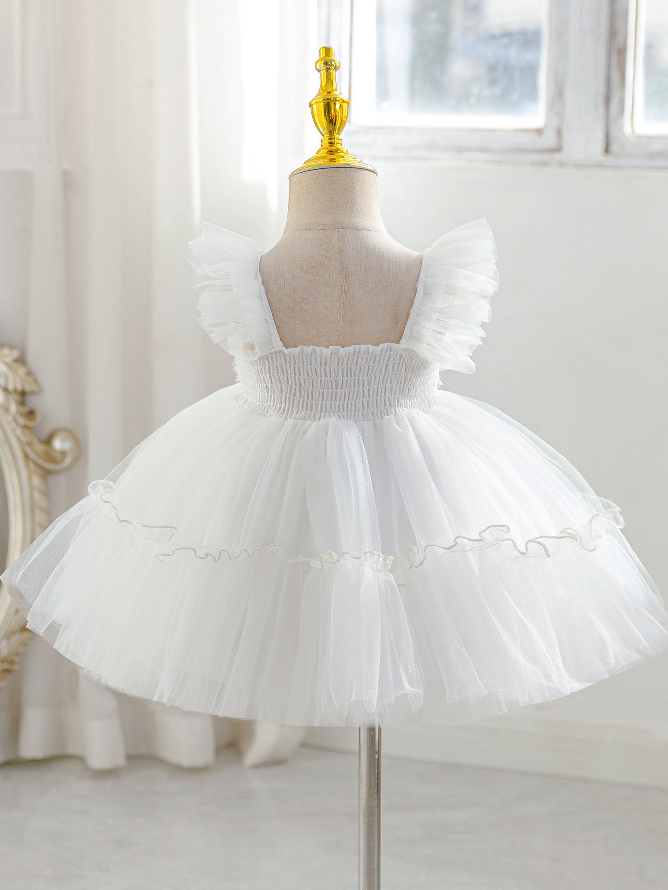 7528 White Wedding Baby Baptism Christening Dress Birthday Outfit Pageant Dresses Girls