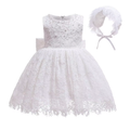9866 Baby Girls Christening Baptism Dress 2 Piece Floral Lace Baptism Gown Christening Dress Set